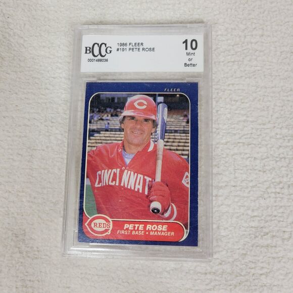1986 Fleer Pete Rose Baseball Card #191 BCCG 10 Mint Graded Collectables Retro - Picture 3 of 6